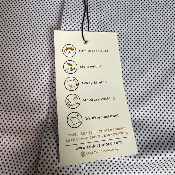 NWT Collars & Co Quattro Flex Men Polka Dot Dress Shirt 3XL Firm Collar - Picture 5 of 11
